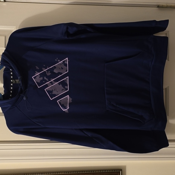 ADIDAS BRAND SIGNATURE MEN'S DARK BLUE HOODED SWEATSHIRT SIZE SMALL - Picture 3 of 15